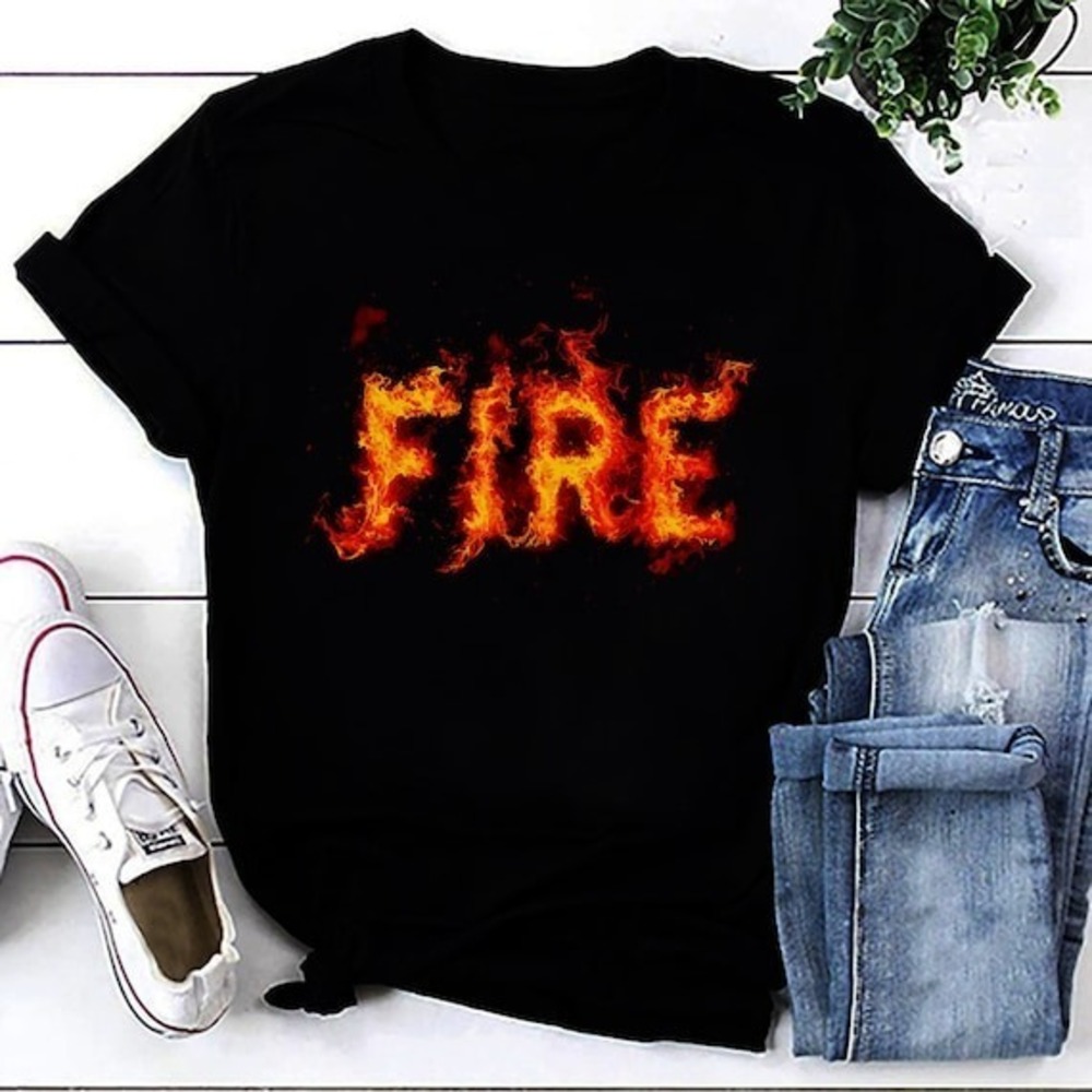 Black Fire Flames T-shirt